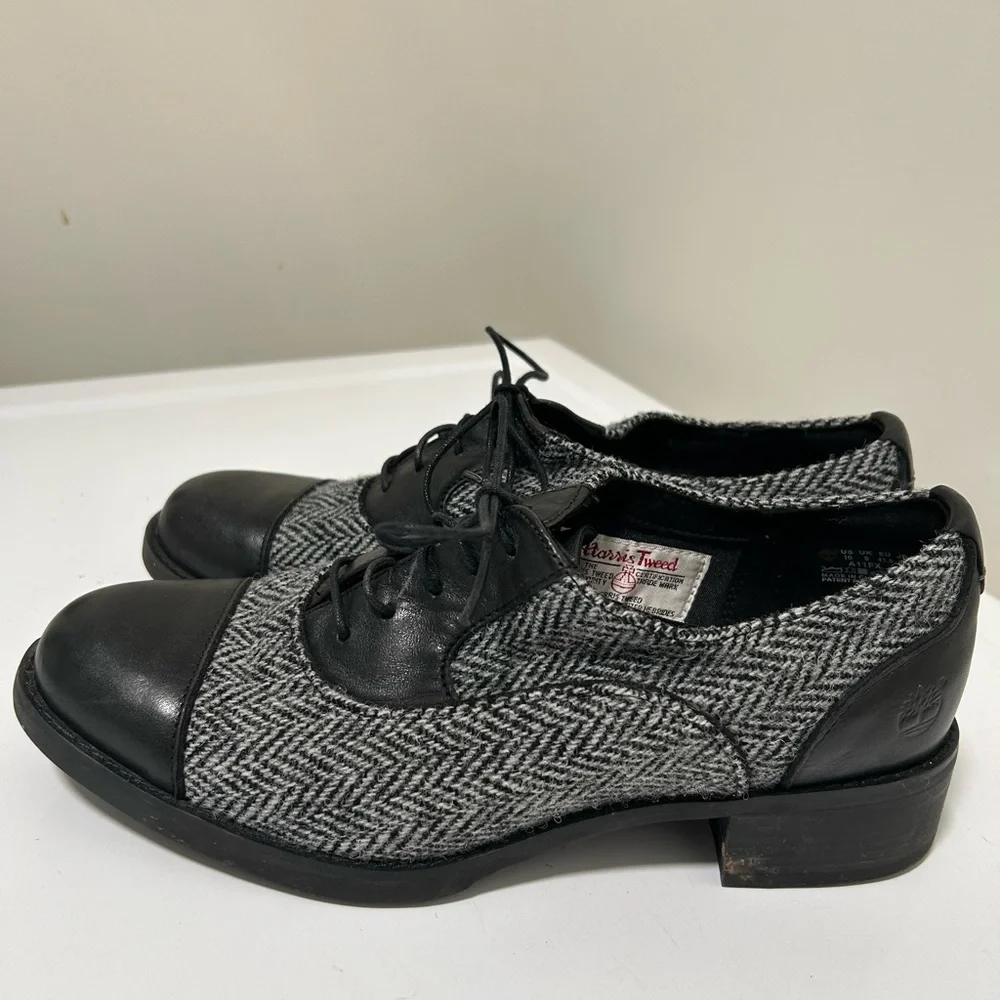 Timberland Harris Tweed Oxford Shoes Black Gray Size 10